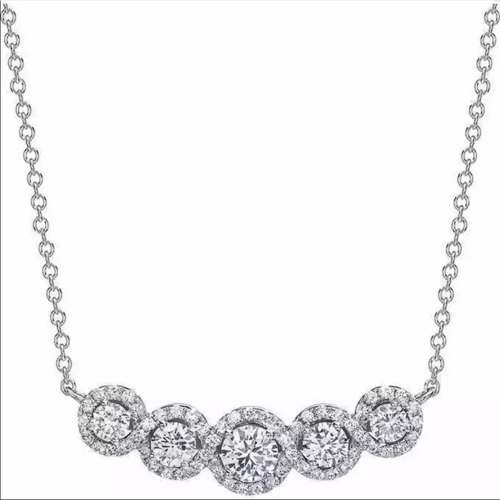 New Women’s 925 Silver Anniversary Gift Diamond Necklace - Picture 2 of 5